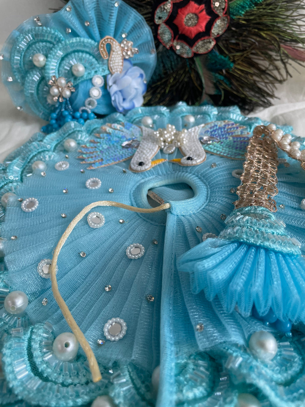 Sky Blue Peacock Laddu Gopal Shringar Set