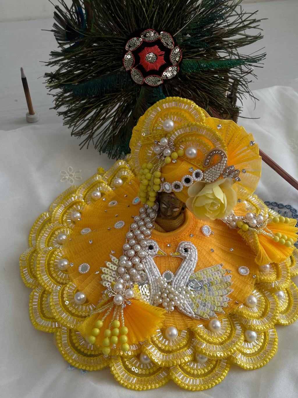 Sky Blue Peacock Laddu Gopal Shringar Set