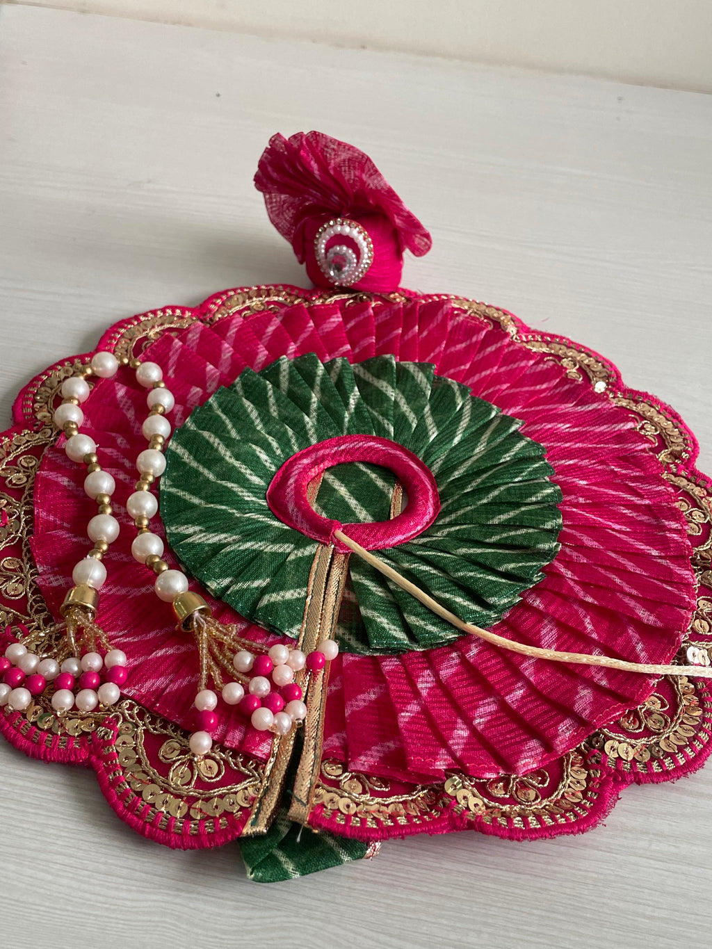 Laddu Gopal Poshak – Designer Handmade Dress with Pearl & Zari Work