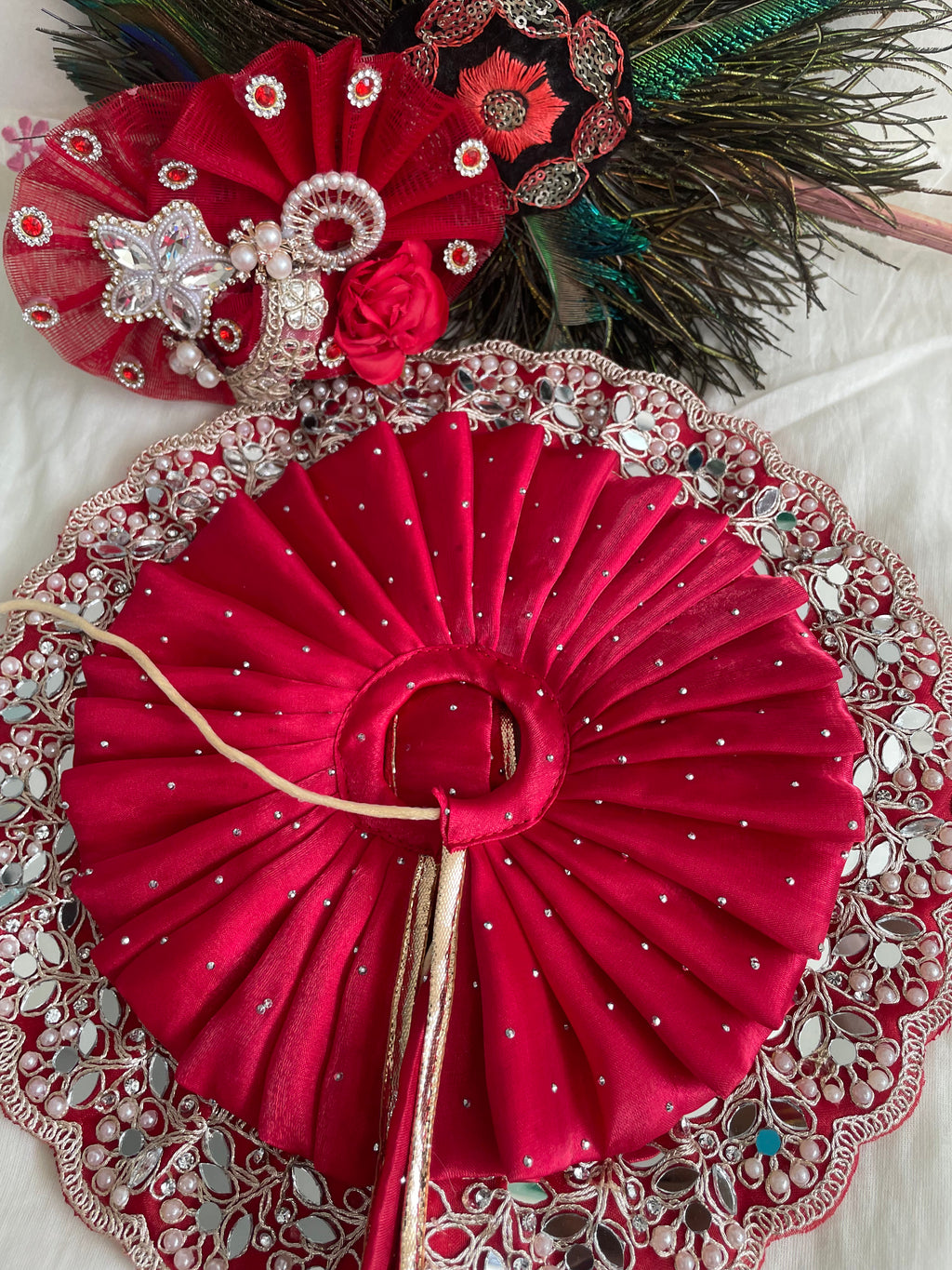 Ruby Blossom Premium Laddu Gopal Dress with Designer Mukut