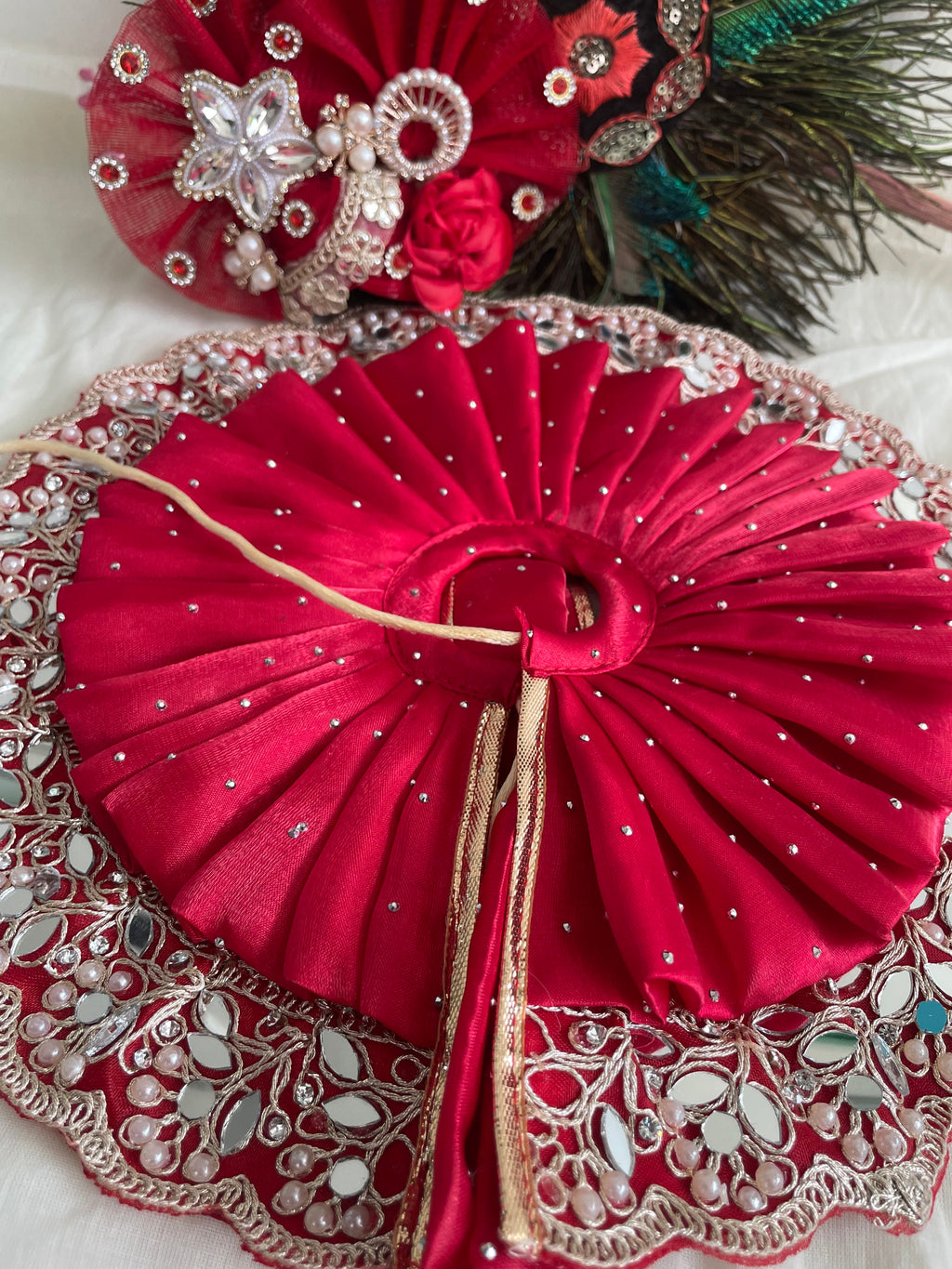 Ruby Blossom Premium Laddu Gopal Dress with Designer Mukut