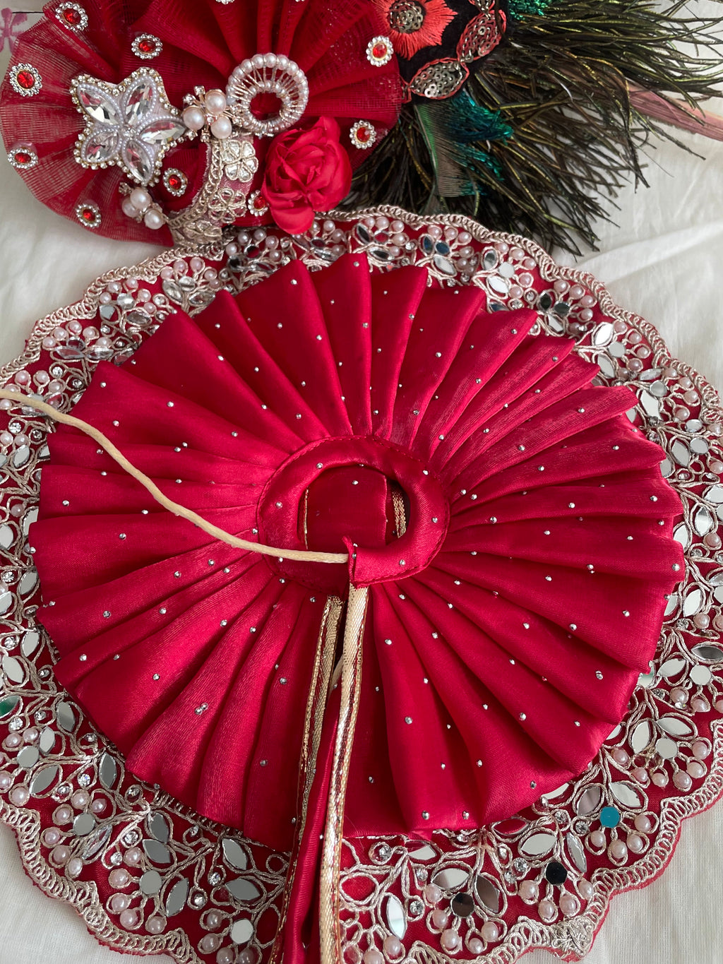 Ruby Blossom Premium Laddu Gopal Dress with Designer Mukut