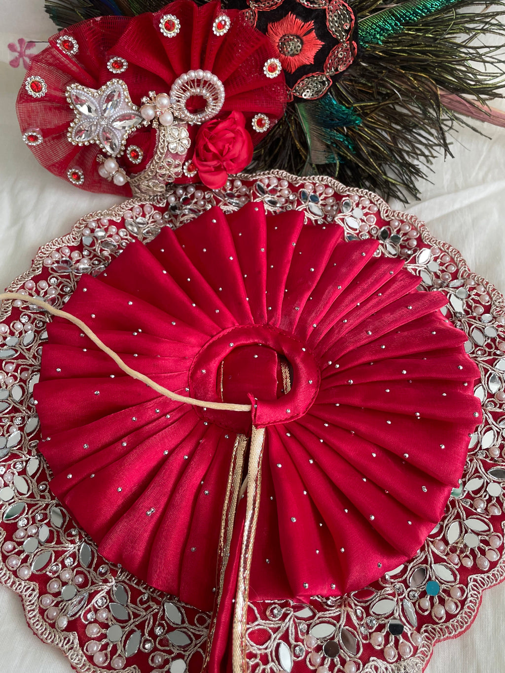 Ruby Blossom Premium Laddu Gopal Dress with Designer Mukut