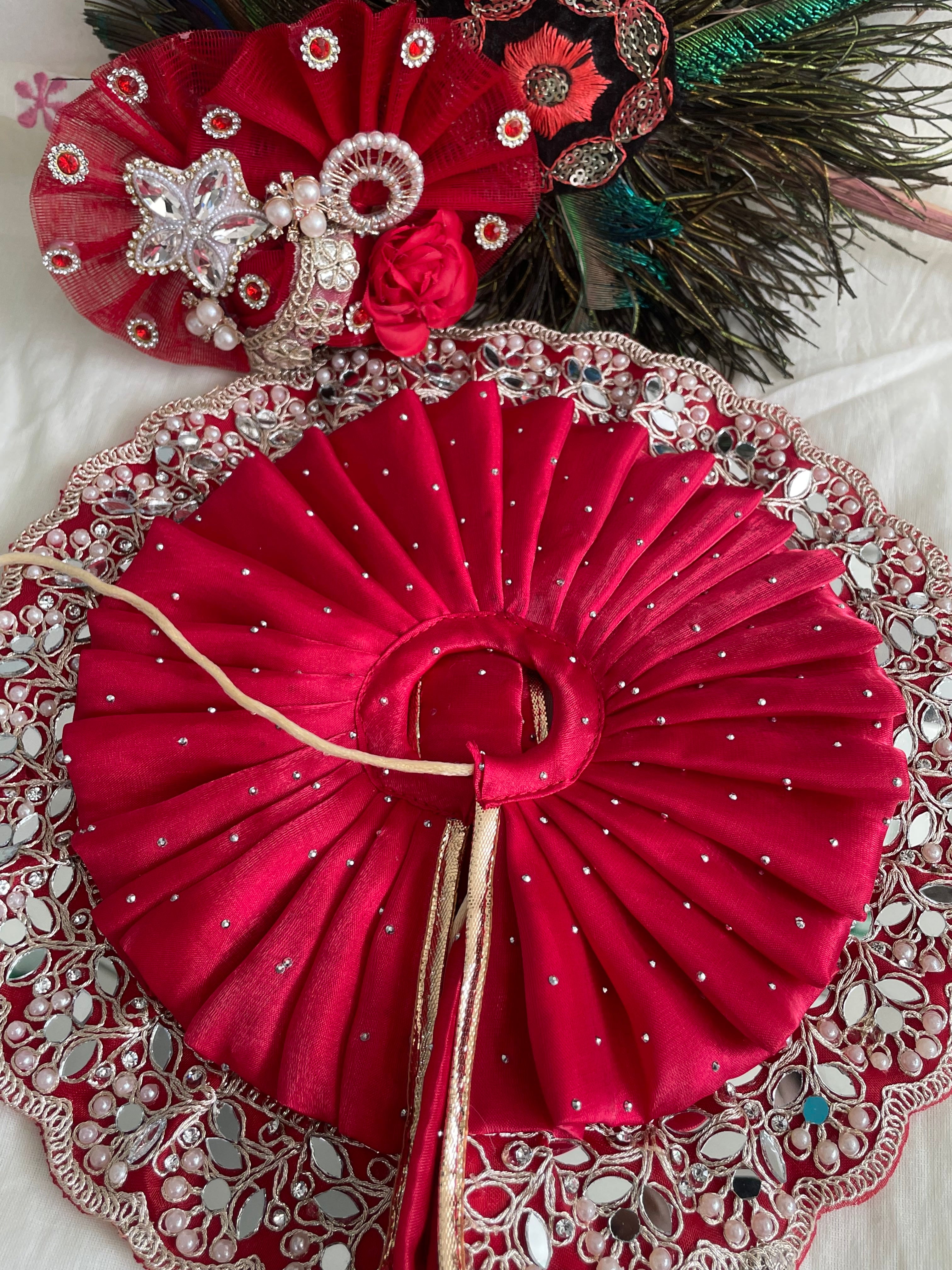 Ruby Blossom Premium Laddu Gopal Dress with Designer Mukut