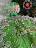 Vrindavan Bloom Premium Laddu Gopal Dress with Floral Mukut & Pearl Mala