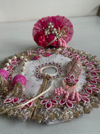 Red Bandhani Embroidered Laddu Gopal Poshak | Krishna Ji Dress