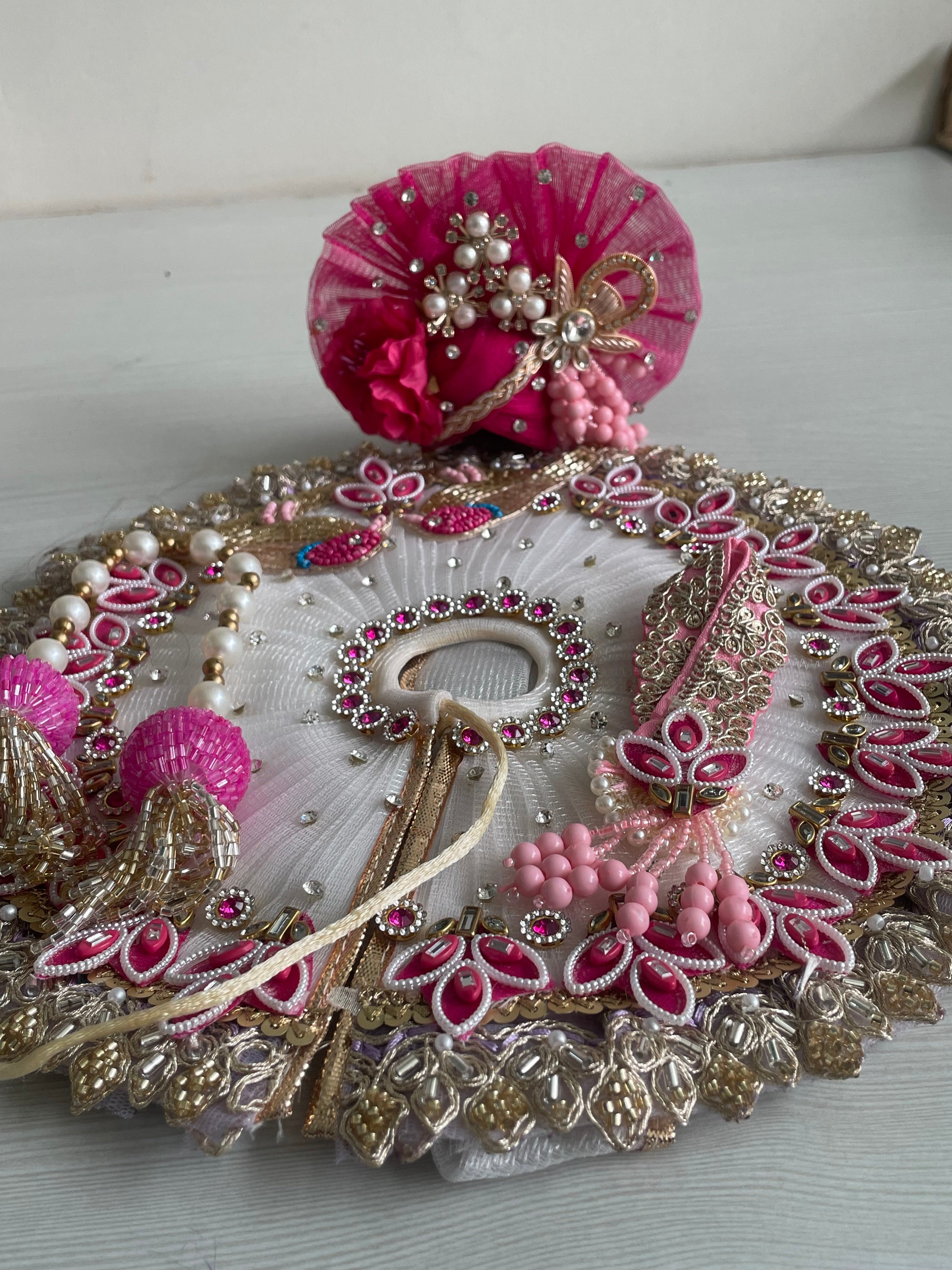 Red Bandhani Embroidered Laddu Gopal Poshak | Krishna Ji Dress