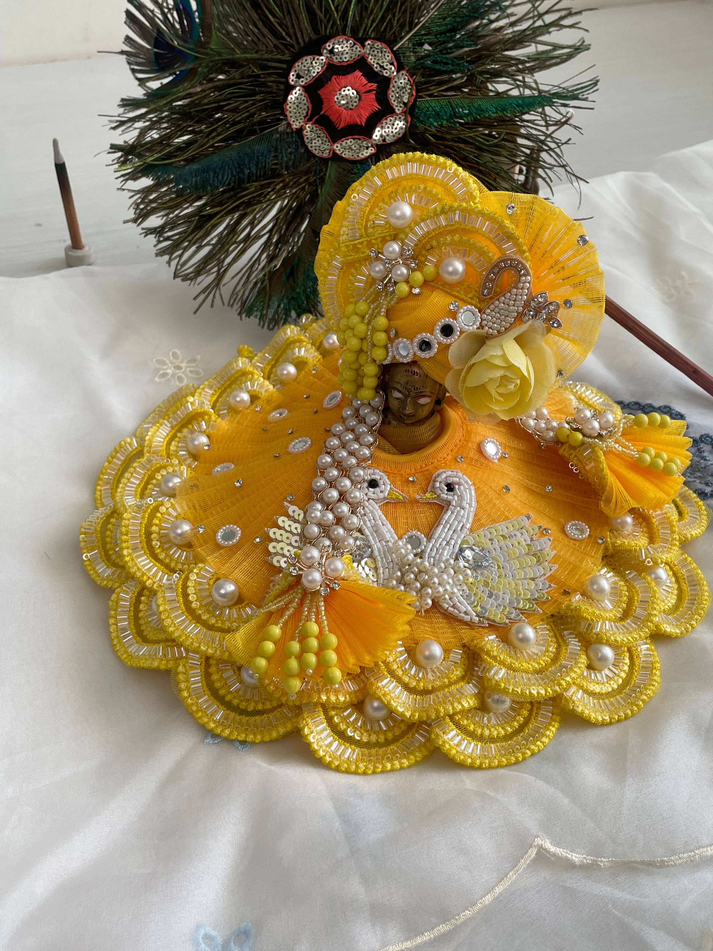 Sky Blue Peacock Laddu Gopal Shringar Set