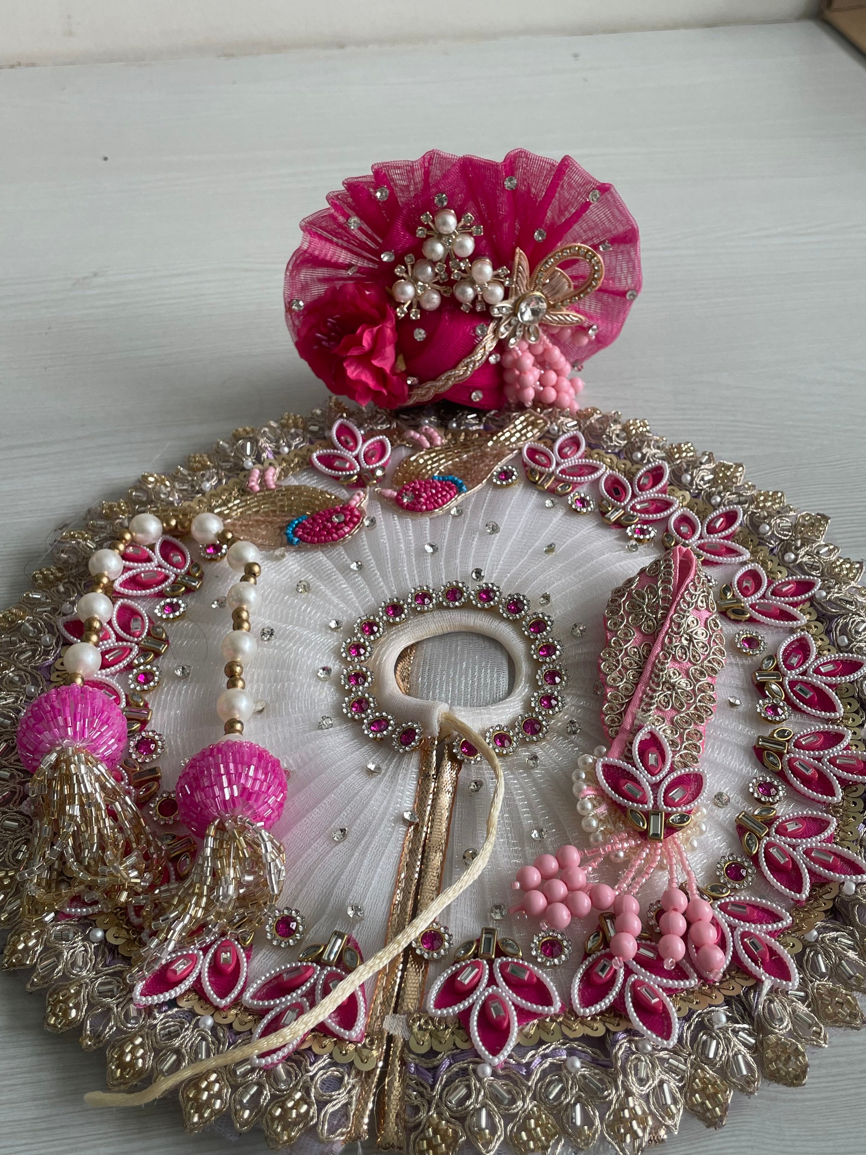 Red Bandhani Embroidered Laddu Gopal Poshak | Krishna Ji Dress