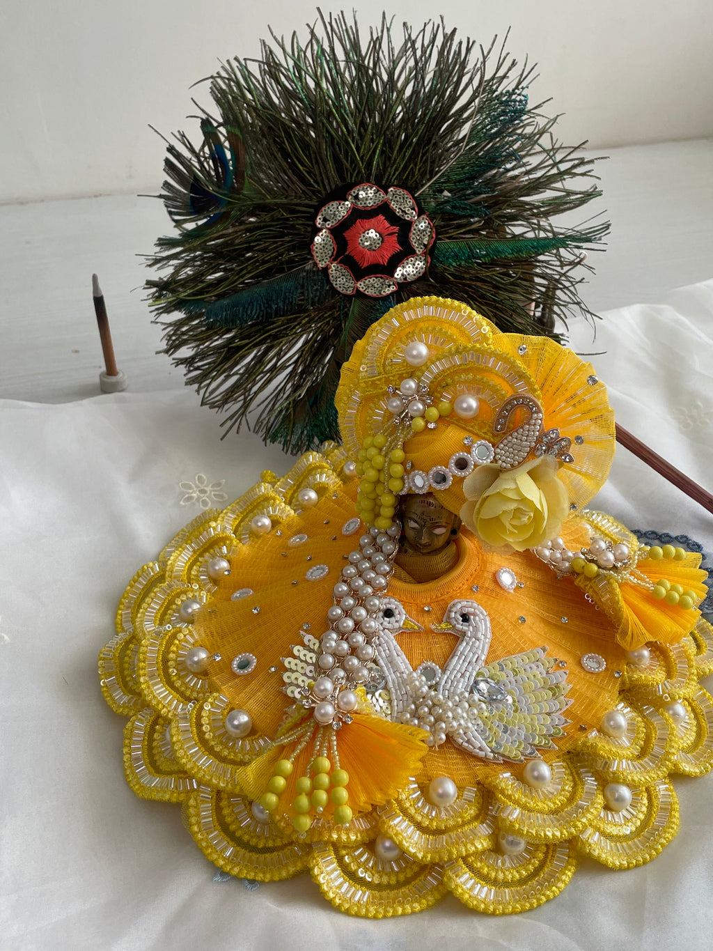 Sky Blue Peacock Laddu Gopal Shringar Set