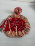 Red & Orange Embroidered Laddu Gopal Poshak | Krishna Ji Dress