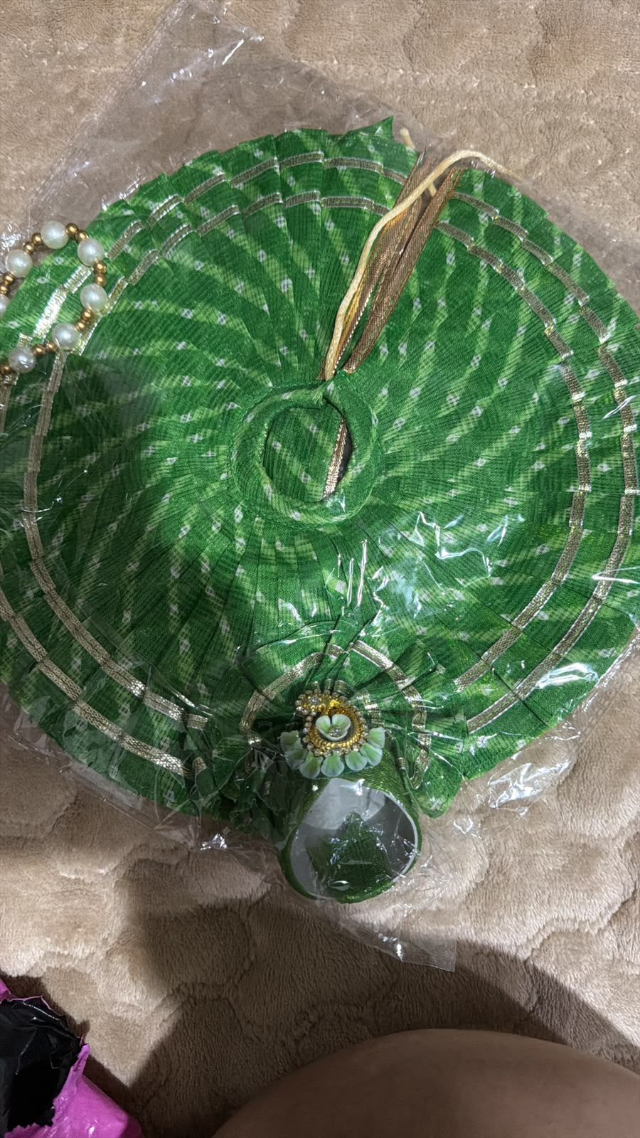 Premium Green Designer Laddu Gopal Poshak | Handmade Kanha Ji Dress with Traditional Mukut | Krishna Shringar Vastra