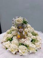 White Rose Floral Laddu Gopal Dress with Mukut