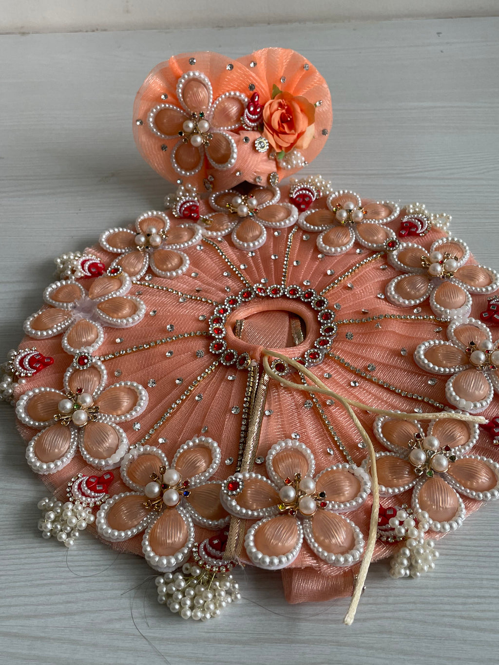Vrindavan Bloom Premium Laddu Gopal Dress with Floral Mukut & Pearl Mala