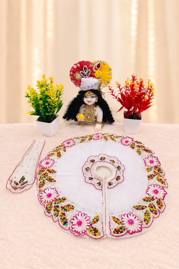 Pink Designer Laddu Gopal Dress with Mukut