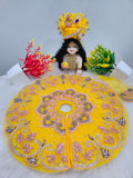 Yellow Embroidered Krishna Ji Poshak | Laddu Gopal Dress