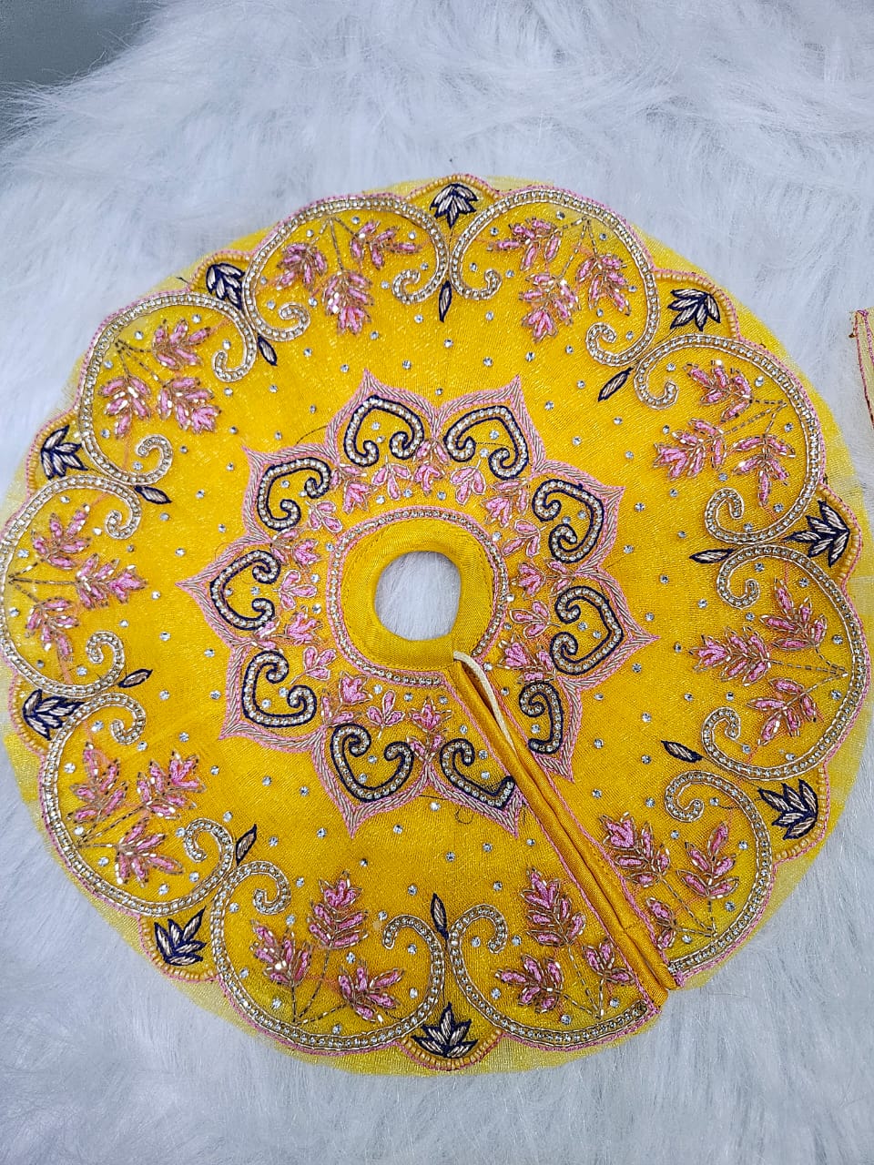 Yellow Embroidered Krishna Ji Poshak | Laddu Gopal Dress