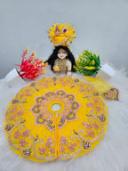 Yellow Embroidered Krishna Ji Poshak | Laddu Gopal Dress