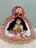 Red Bandhani Embroidered Laddu Gopal Poshak | Krishna Ji Dress