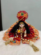 Red & Orange Embroidered Laddu Gopal Poshak | Krishna Ji Dress