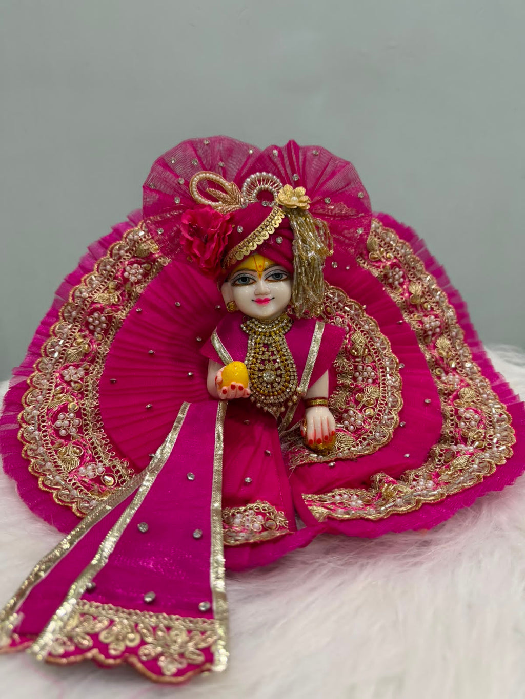 Laddu Gopal Poshak – Designer Handmade Dress with Pearl & Zari Work