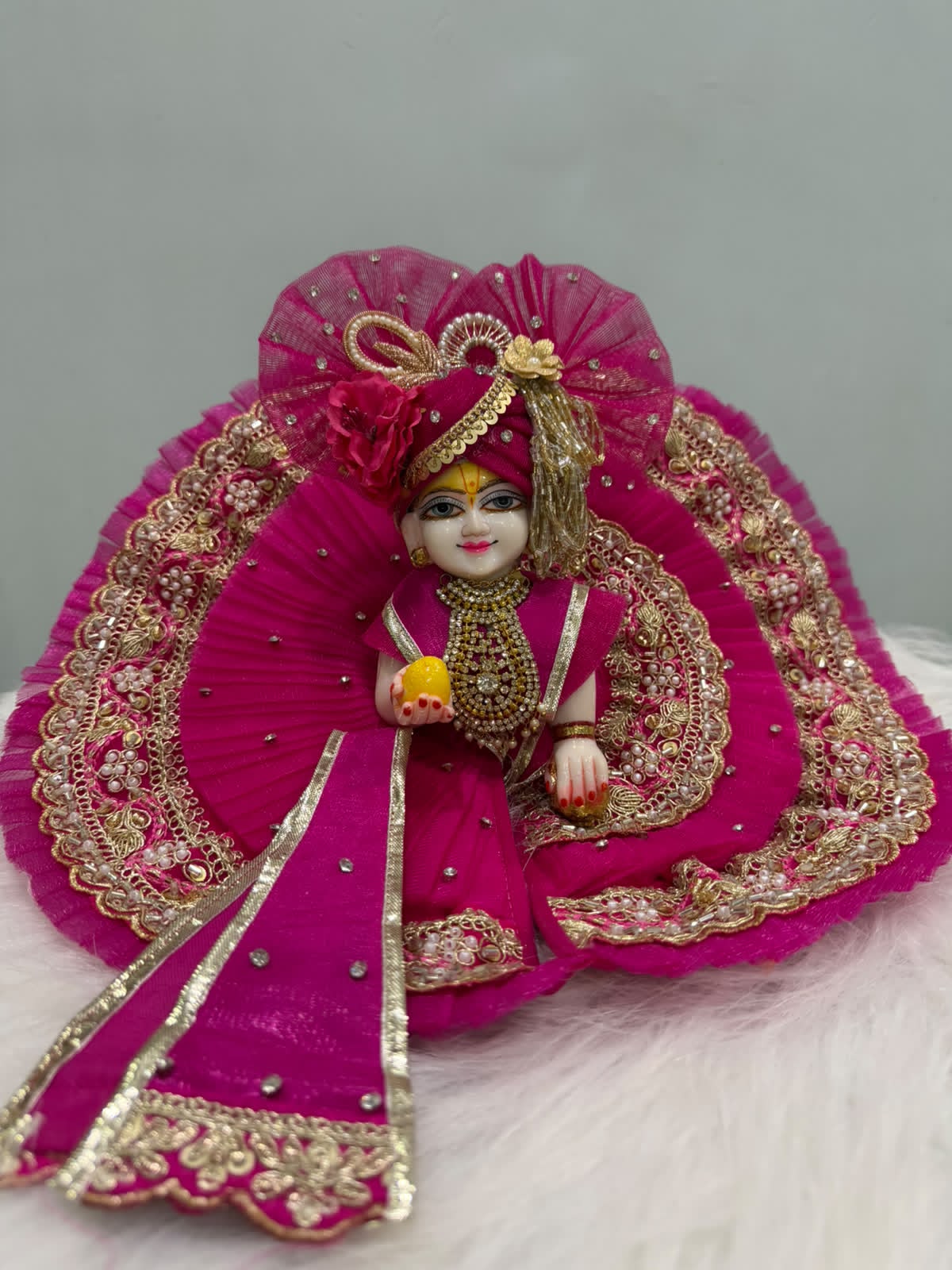 Laddu Gopal Poshak – Designer Handmade Dress with Pearl & Zari Work